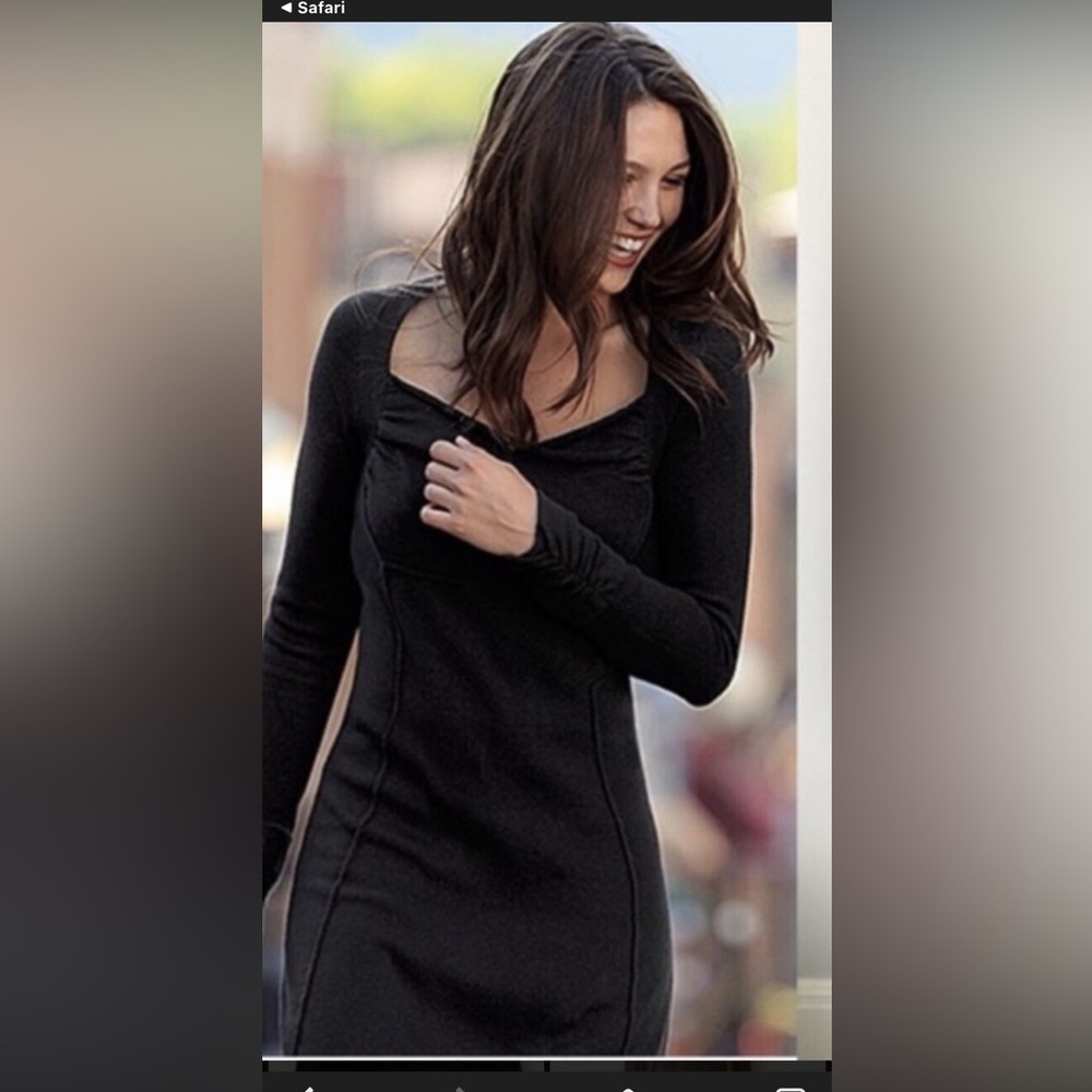 Athleta Black Long Sleeve Bodycon Dress